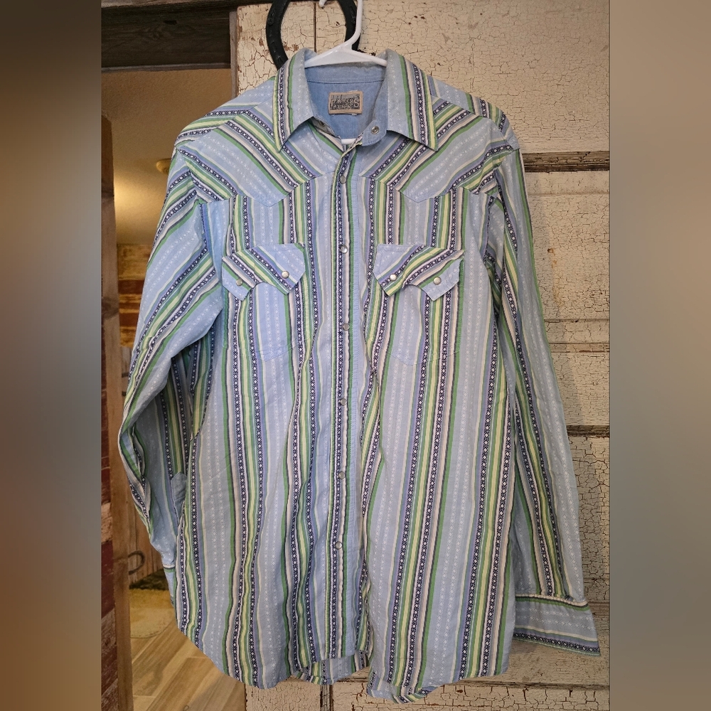 Mens Vintage EXPRESS RIDER western Cowboy Snap Shirt Sz. Medium GUC!